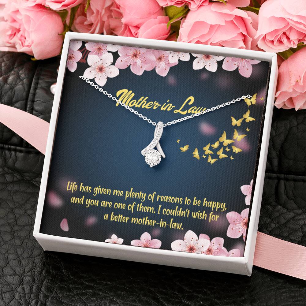 Mother-In-Law Necklace Plenty Of Reasons Eternity Ribbon Stone Pendant Keepsake Message Card-Express Your Love Gifts