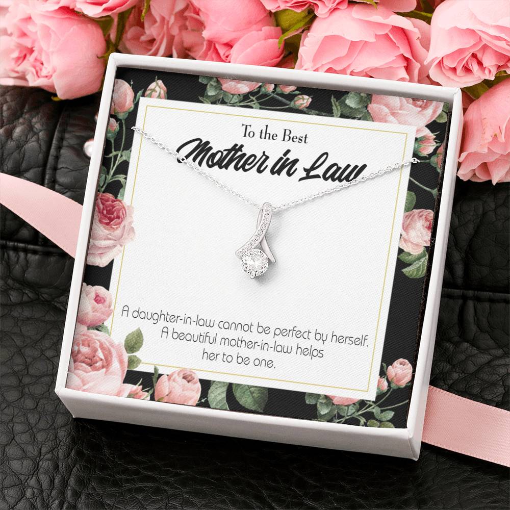 Mother-In-Law Necklace Beautiful Mother-In-Law Eternity Ribbon Stone Pendant Keepsake Message Card-Express Your Love Gifts