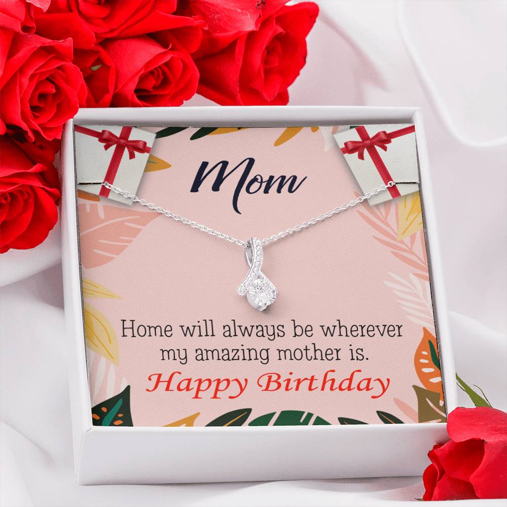 My Amazing Mom Eternity Ribbon Stone Necklace Message Birthday Card-Express Your Love Gifts