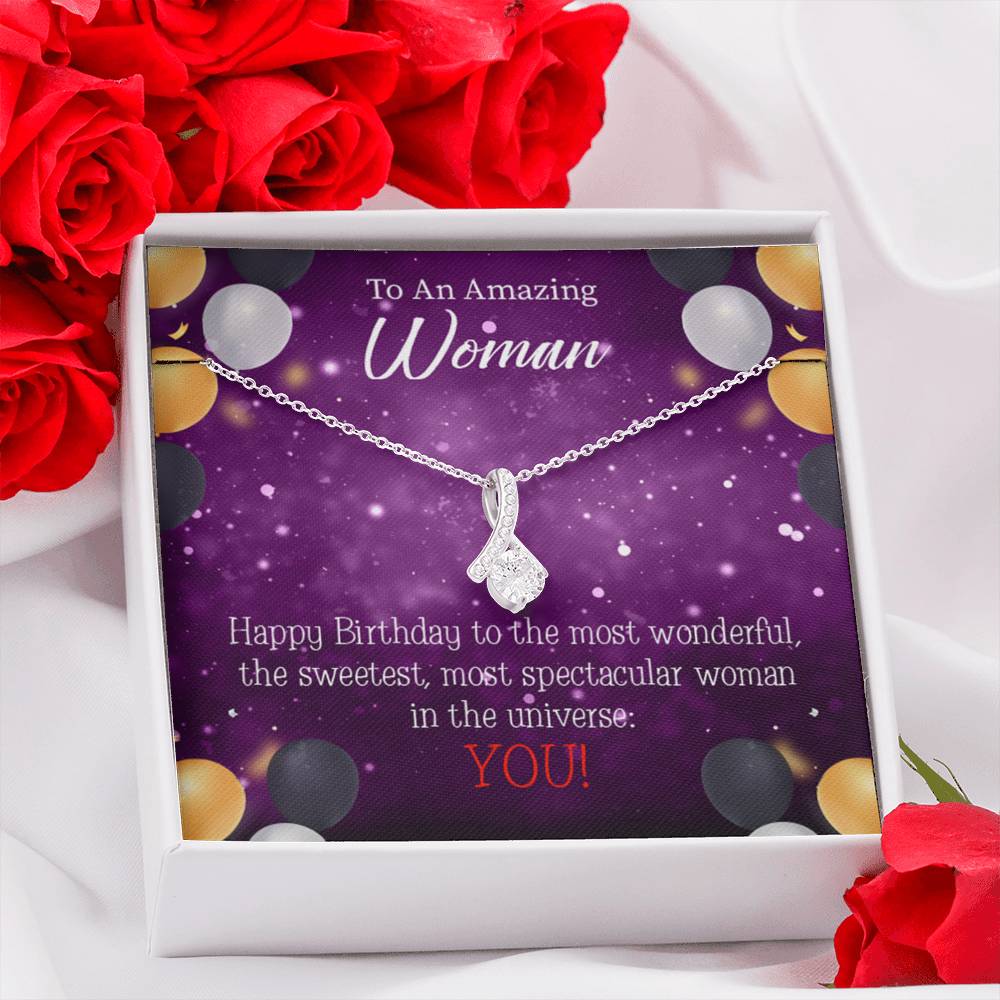 Best Mom In Universe Eternity Ribbon Necklace Birthday Message Card-Express Your Love Gifts