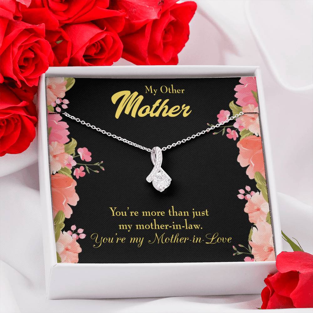 Mother-In-Law Necklace Not Just Mother-In-Law Eternity Ribbon Stone Pendant Keepsake Message Card-Express Your Love Gifts