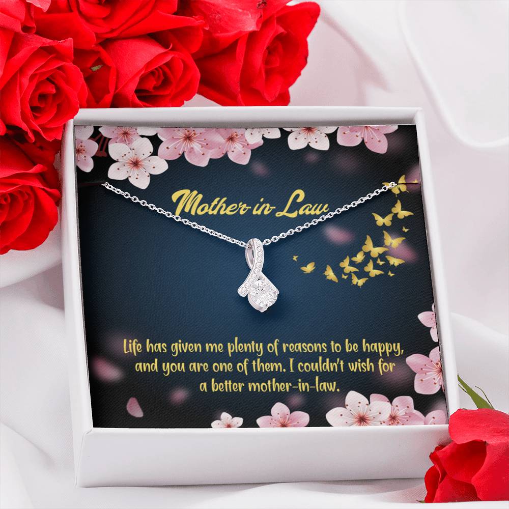 Mother-In-Law Necklace Plenty Of Reasons Eternity Ribbon Stone Pendant Keepsake Message Card-Express Your Love Gifts