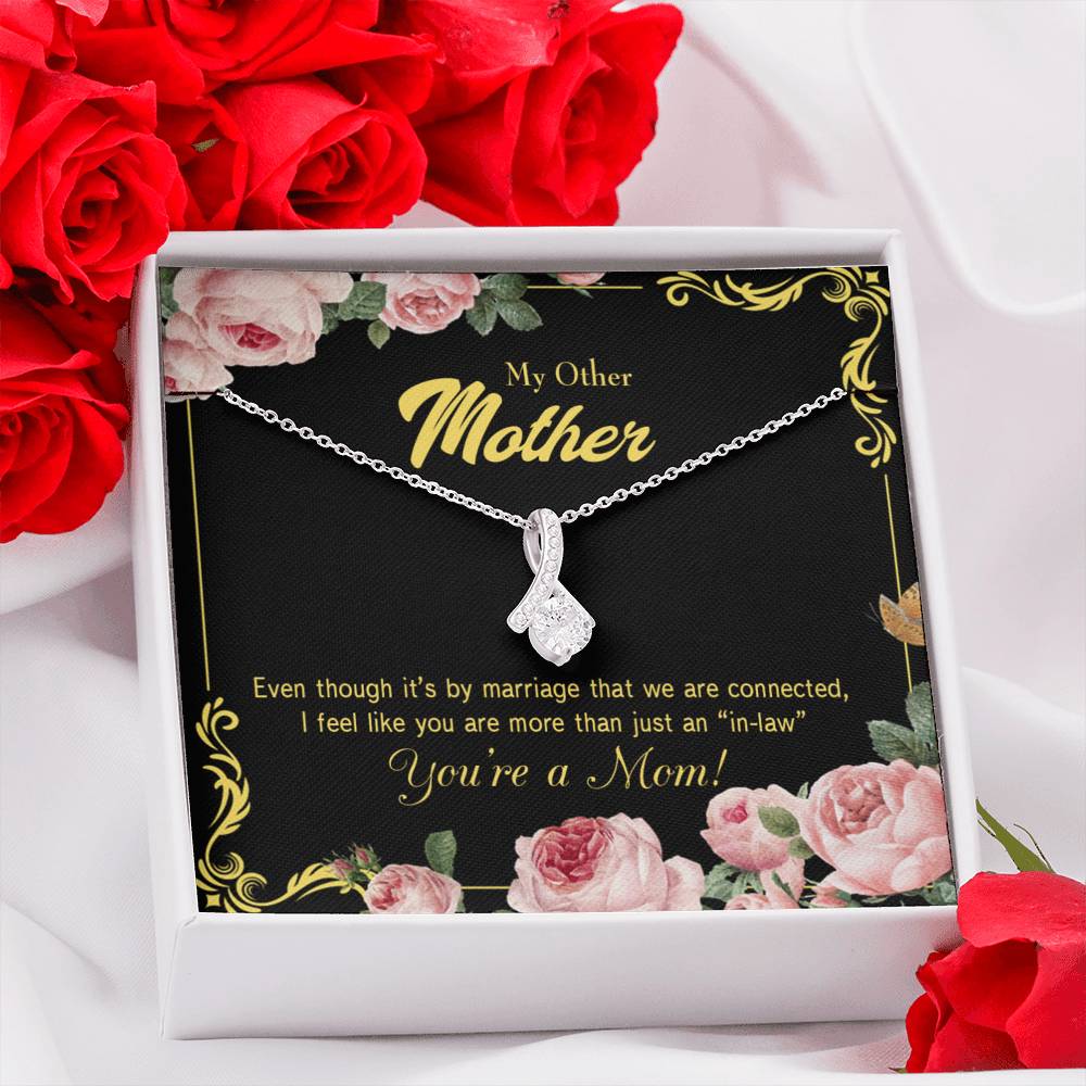 Mother-In-Law Necklace Connected Eternity Ribbon Stone Pendant Keepsake Message Card-Express Your Love Gifts