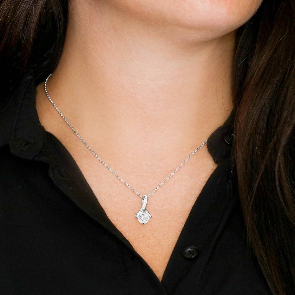 Mother-In-Law Necklace Marriage Second Mom Eternity Ribbon Stone Pendant Keepsake Message Card-Express Your Love Gifts