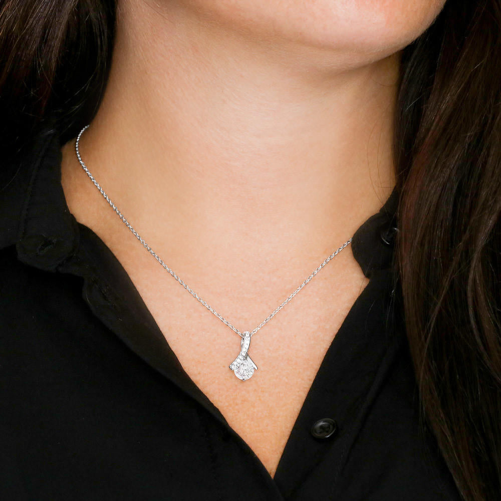 Mother-In-Law Necklace Special Mother-In-Law Thanks Always Eternity Ribbon Stone Pendant Keepsake Card-Express Your Love Gifts