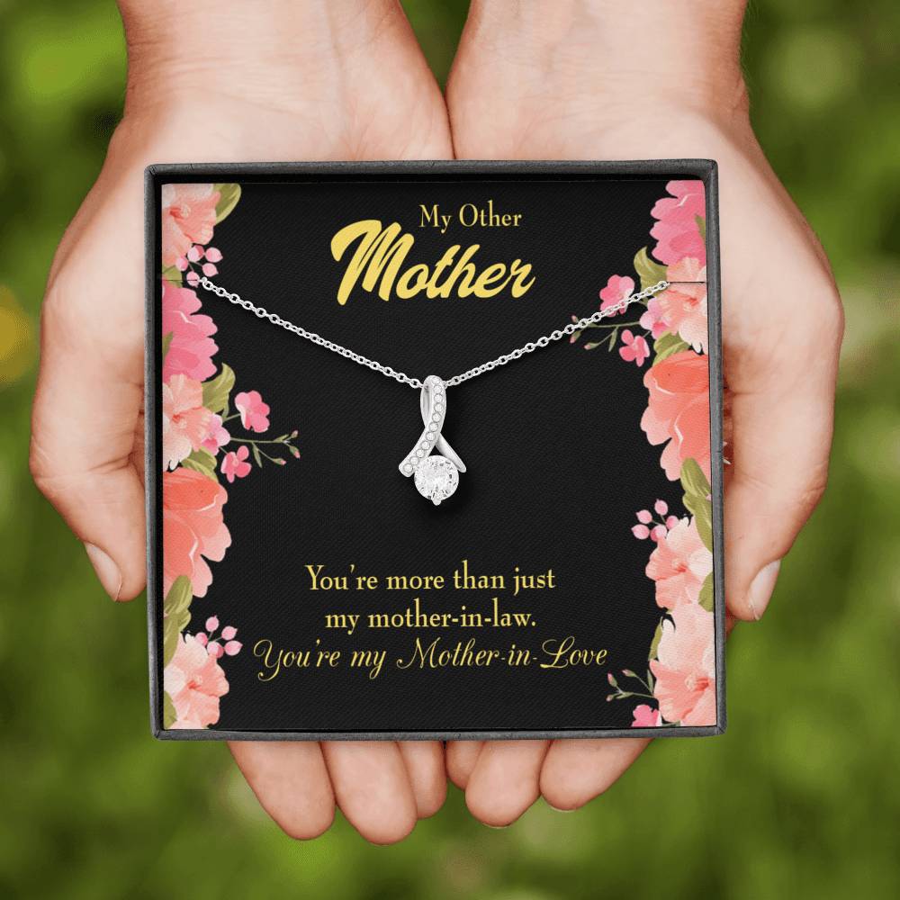 Mother-In-Law Necklace Not Just Mother-In-Law Eternity Ribbon Stone Pendant Keepsake Message Card-Express Your Love Gifts