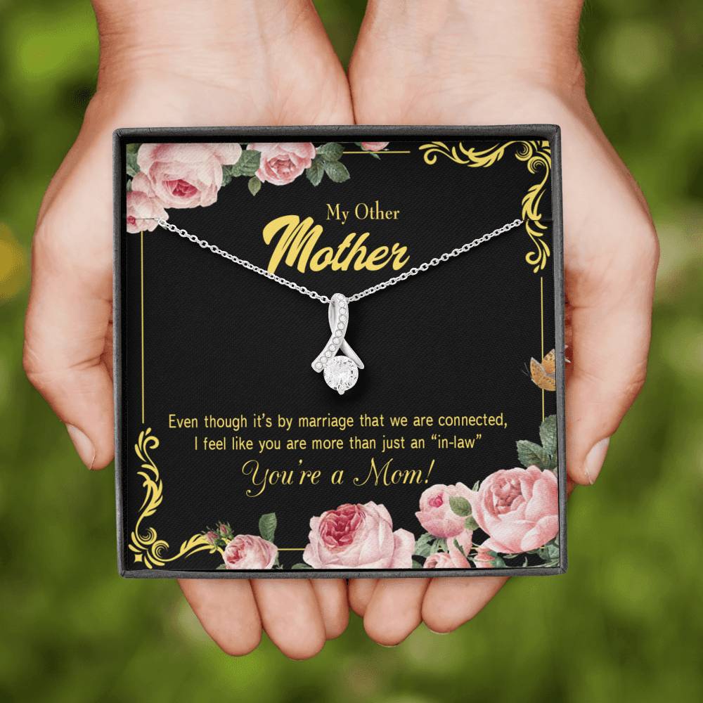 Mother-In-Law Necklace Connected Eternity Ribbon Stone Pendant Keepsake Message Card-Express Your Love Gifts