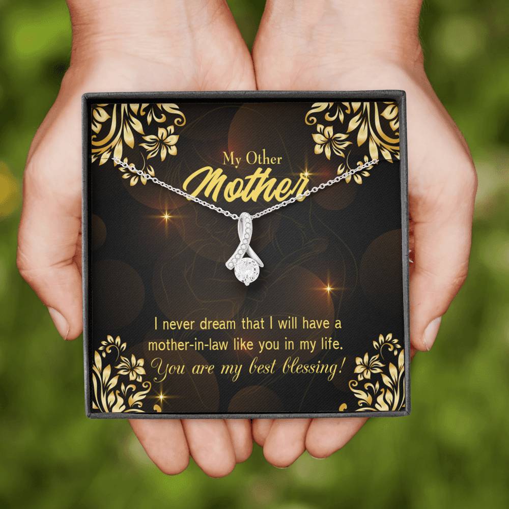 Mother-In-Law Necklace You'Re My Blessing Eternity Ribbon Stone Pendant-Express Your Love Gifts
