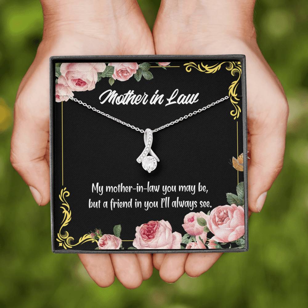 Mother-In-Law Necklace Mother-In-Law And Friend Eternity Ribbon Stone Pendant Keepsake Message Card-Express Your Love Gifts