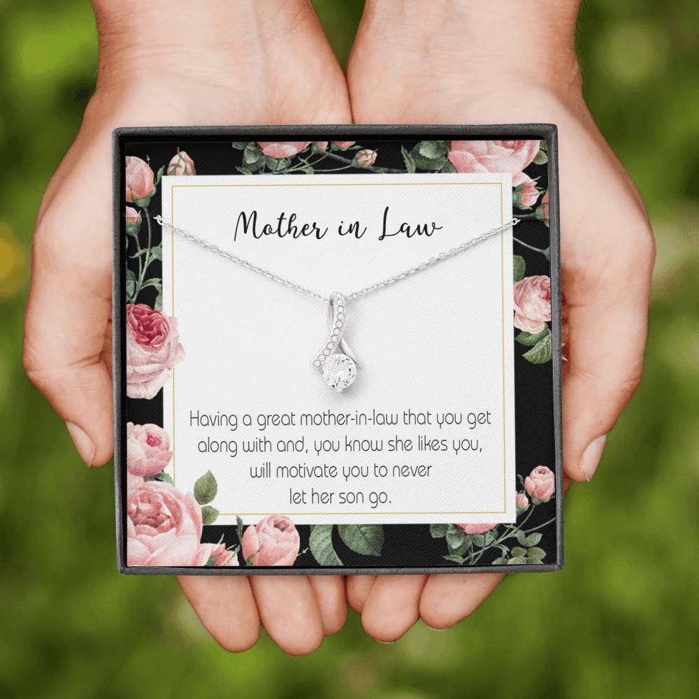Mother-In-Law Necklace Mother-In-Law That Motivate Eternity Ribbon Stone Pendant Keepsake Message Card-Express Your Love Gifts