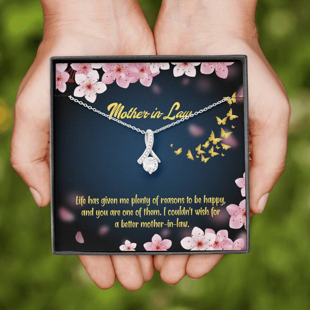 Mother-In-Law Necklace Plenty Of Reasons Eternity Ribbon Stone Pendant Keepsake Message Card-Express Your Love Gifts