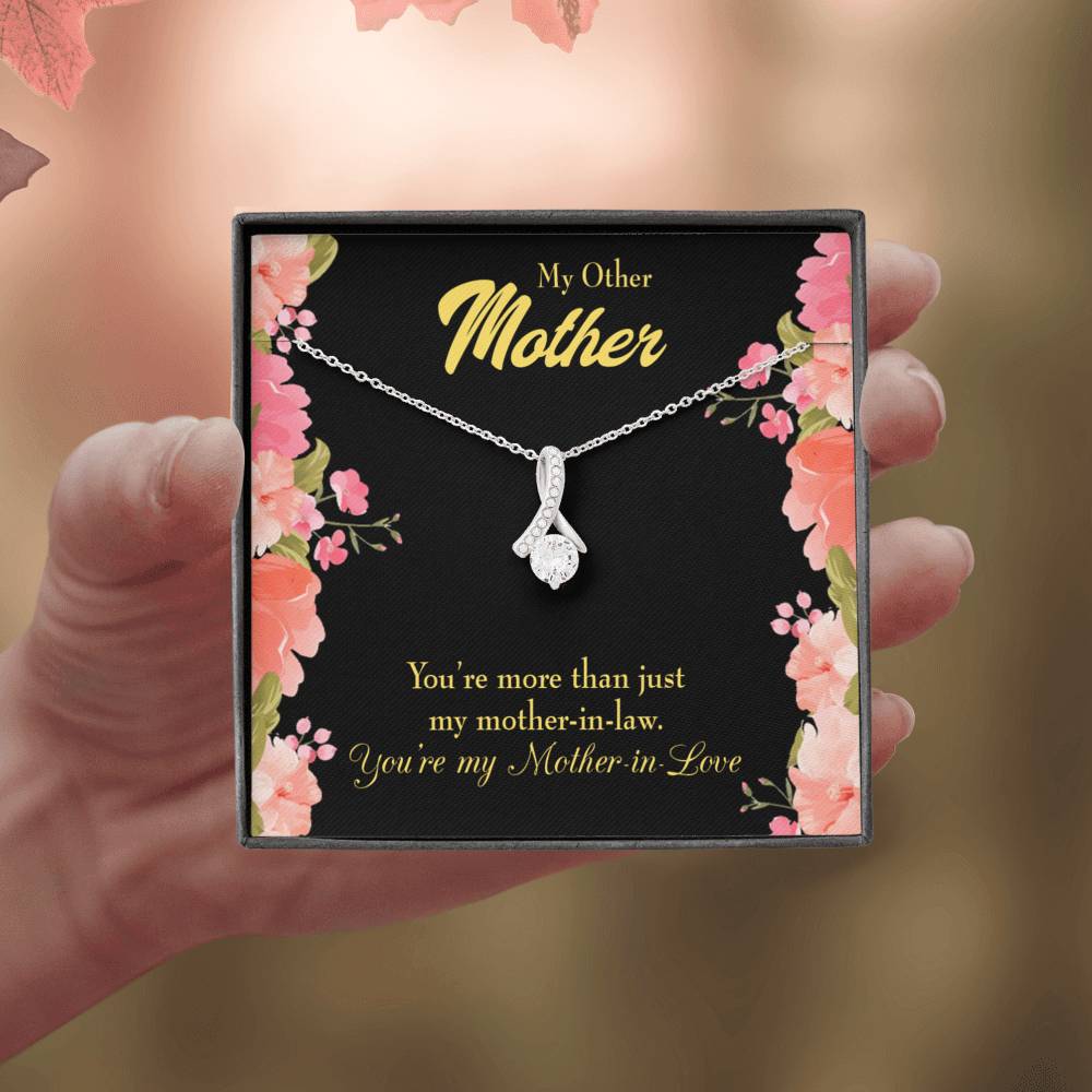 Mother-In-Law Necklace Not Just Mother-In-Law Eternity Ribbon Stone Pendant Keepsake Message Card-Express Your Love Gifts