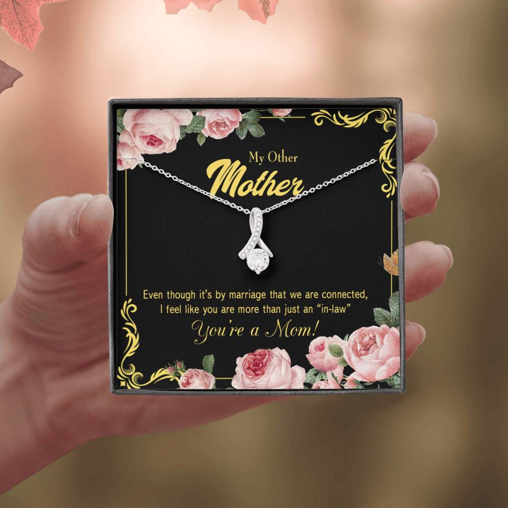 Mother-In-Law Necklace Connected Eternity Ribbon Stone Pendant Keepsake Message Card-Express Your Love Gifts