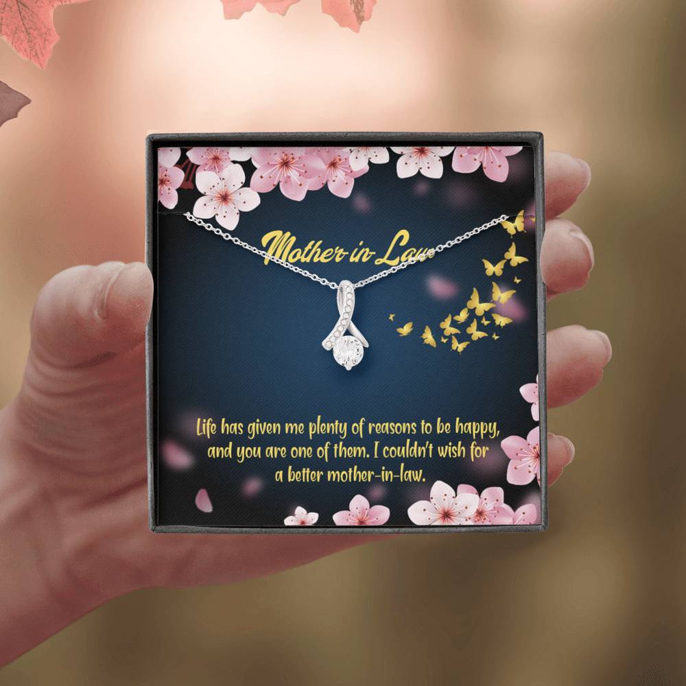 Mother-In-Law Necklace Plenty Of Reasons Eternity Ribbon Stone Pendant Keepsake Message Card-Express Your Love Gifts