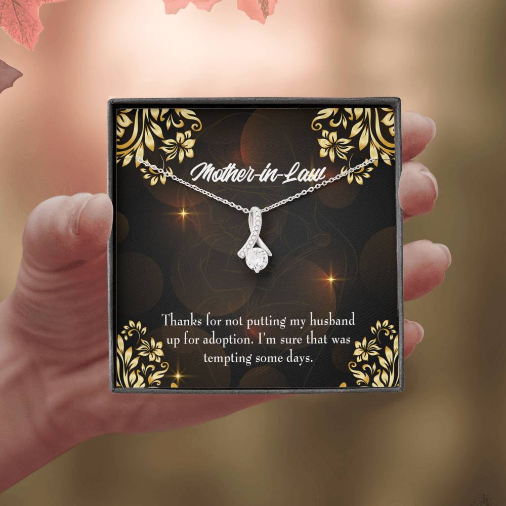 Mother-In-Law Necklace Funny Mother-In-Law Message Eternity Ribbon Stone Pendant Keepsake Message Card-Express Your Love Gifts