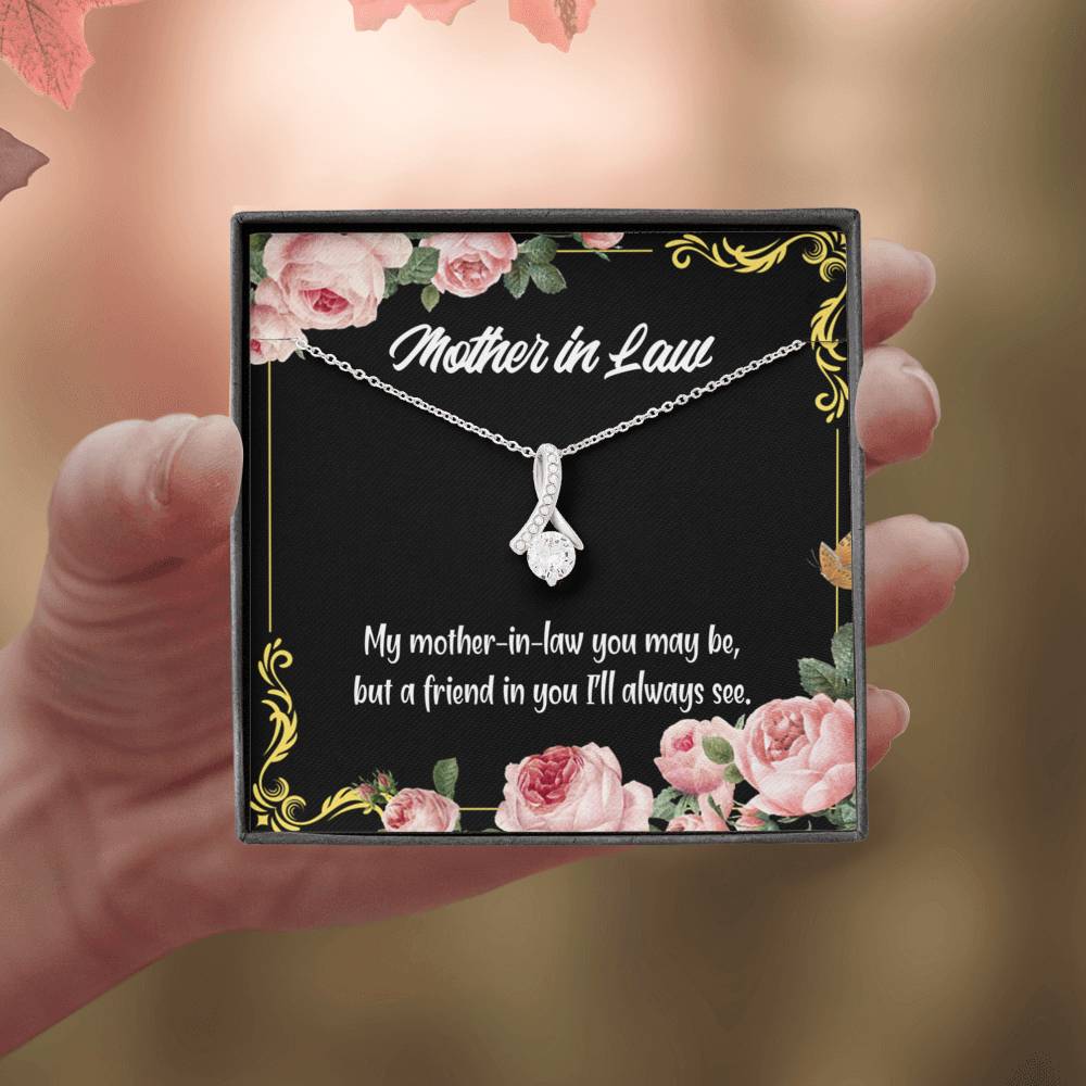 Mother-In-Law Necklace Mother-In-Law And Friend Eternity Ribbon Stone Pendant Keepsake Message Card-Express Your Love Gifts