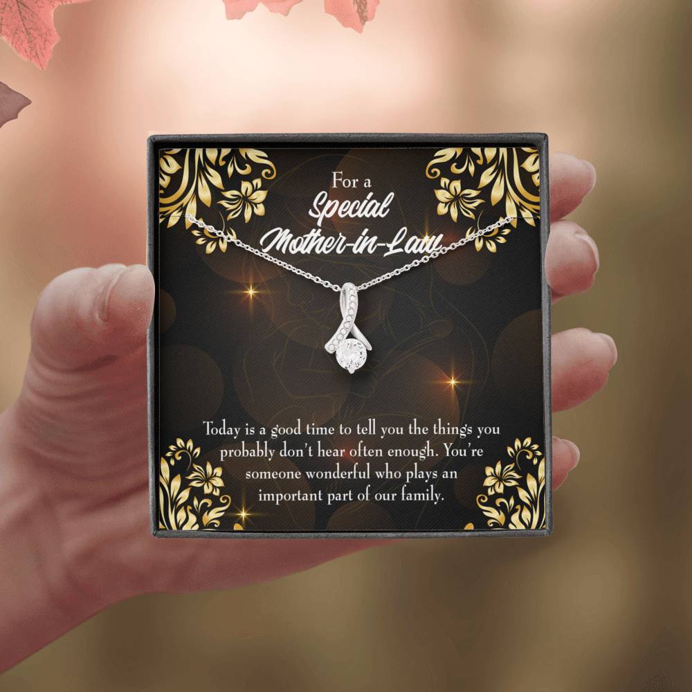 Mother-In-Law Necklace Someone Wonderful Eternity Ribbon Stone Pendant-Express Your Love Gifts