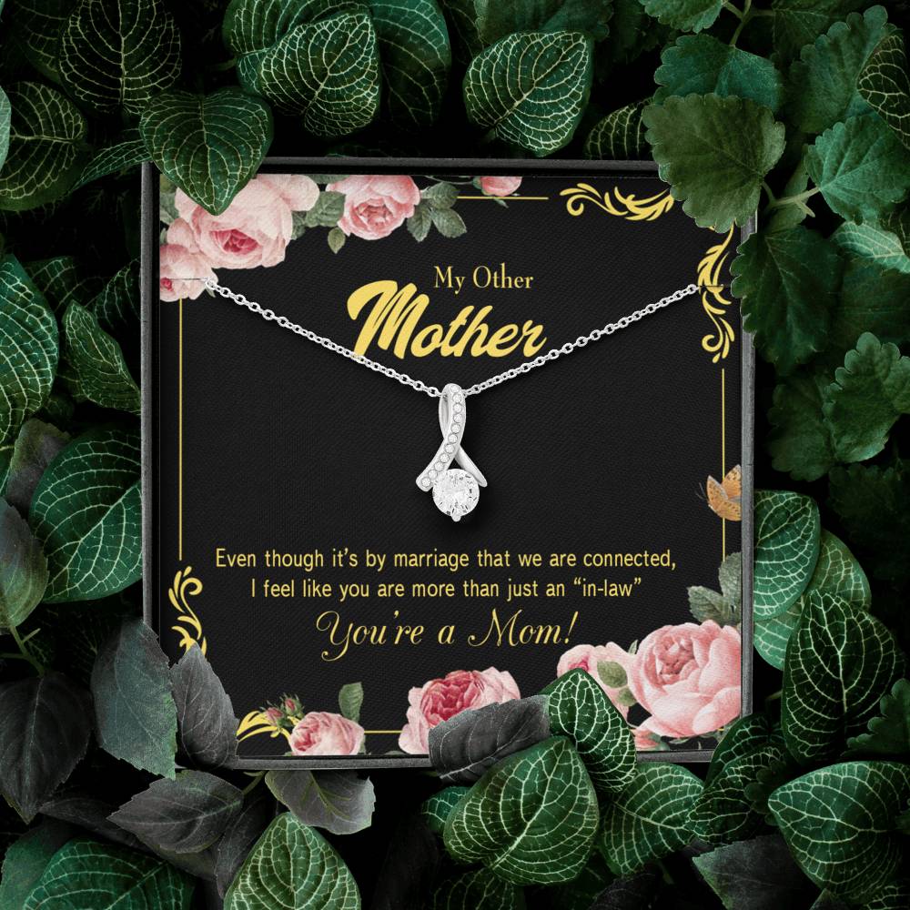 Mother-In-Law Necklace Connected Eternity Ribbon Stone Pendant Keepsake Message Card-Express Your Love Gifts
