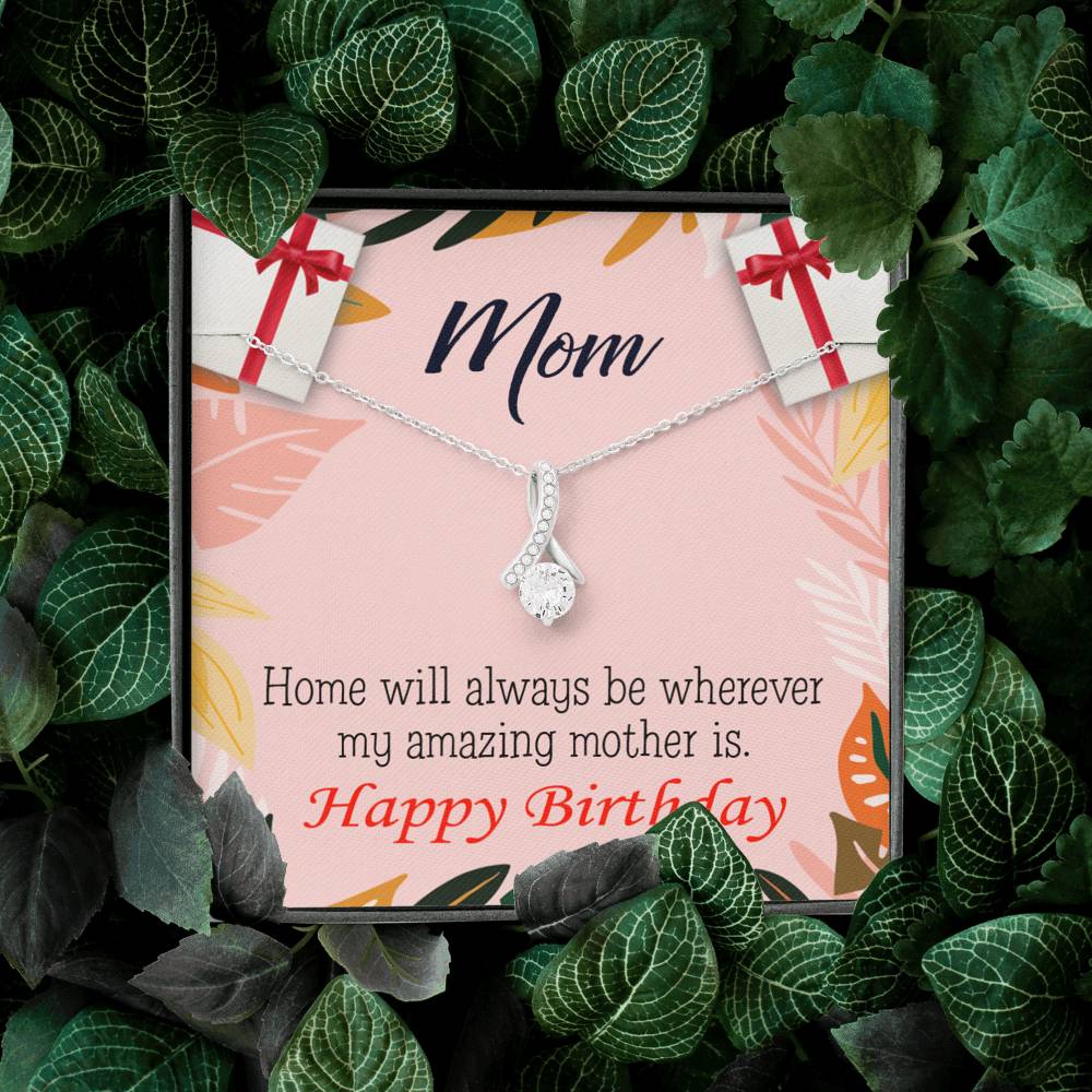 My Amazing Mom Eternity Ribbon Stone Necklace Message Birthday Card-Express Your Love Gifts