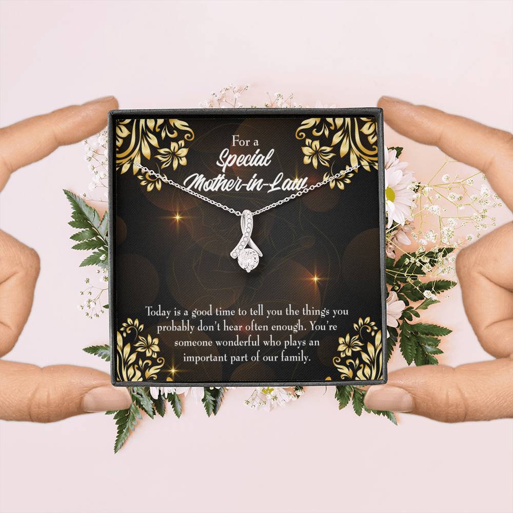 Mother-In-Law Necklace Someone Wonderful Eternity Ribbon Stone Pendant-Express Your Love Gifts