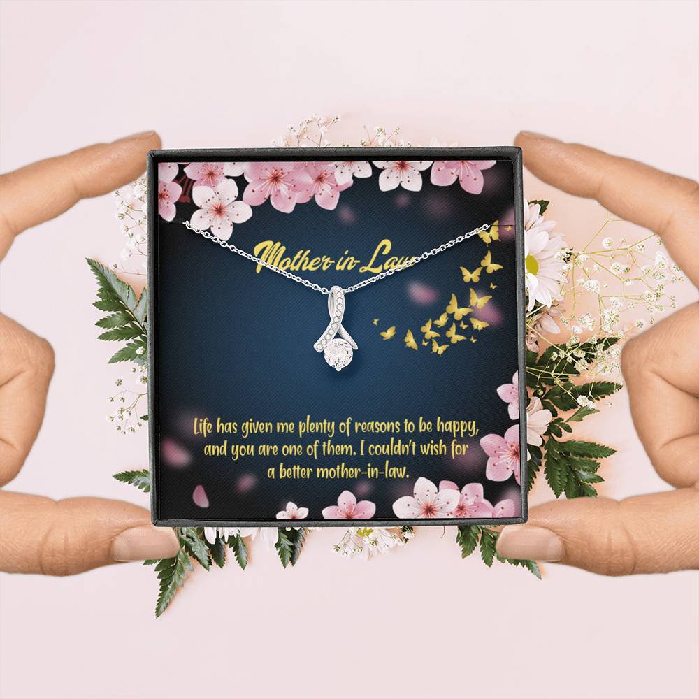 Mother-In-Law Necklace Plenty Of Reasons Eternity Ribbon Stone Pendant Keepsake Message Card-Express Your Love Gifts