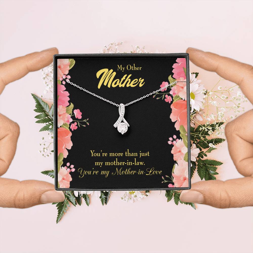 Mother-In-Law Necklace Not Just Mother-In-Law Eternity Ribbon Stone Pendant Keepsake Message Card-Express Your Love Gifts