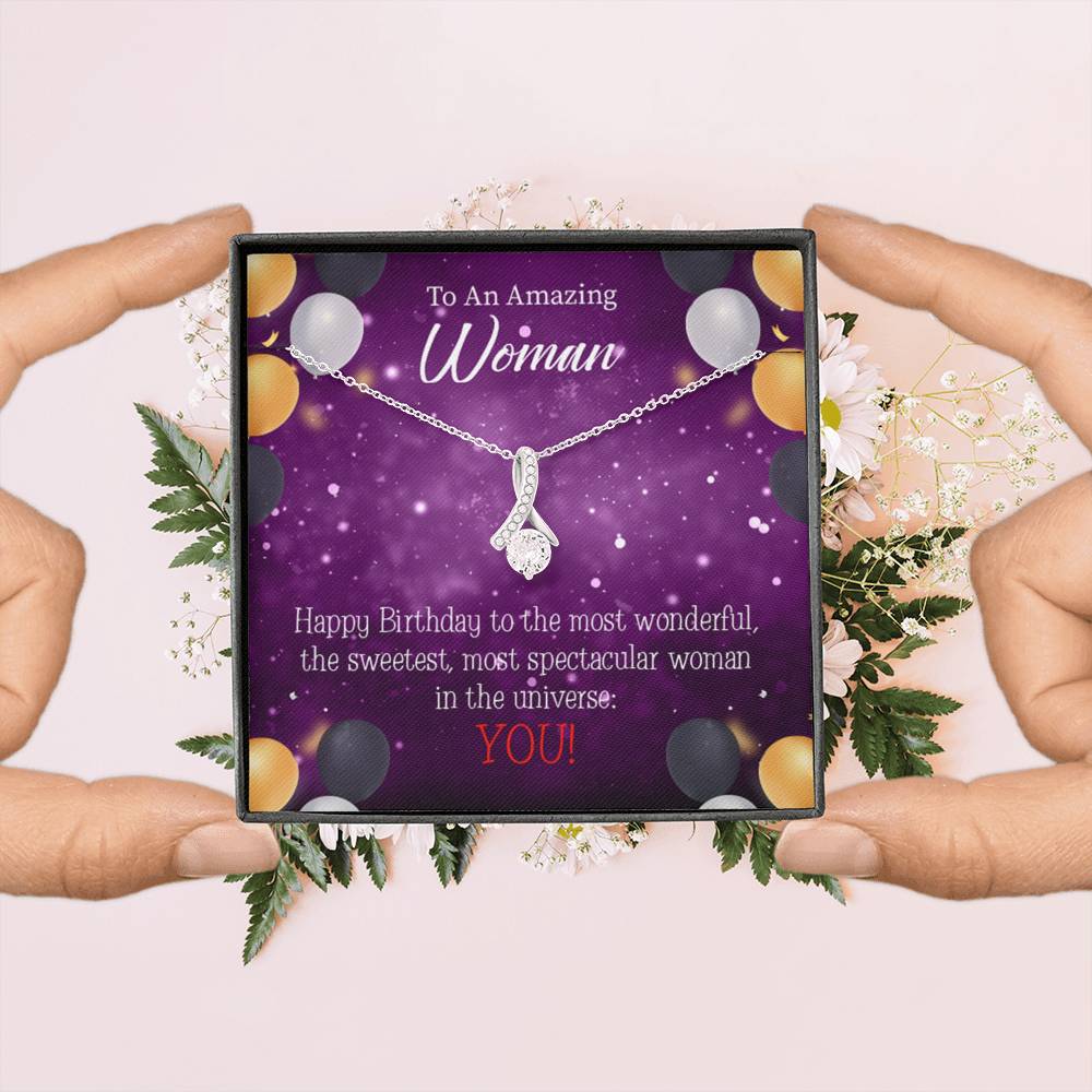 Best Mom In Universe Eternity Ribbon Necklace Birthday Message Card-Express Your Love Gifts