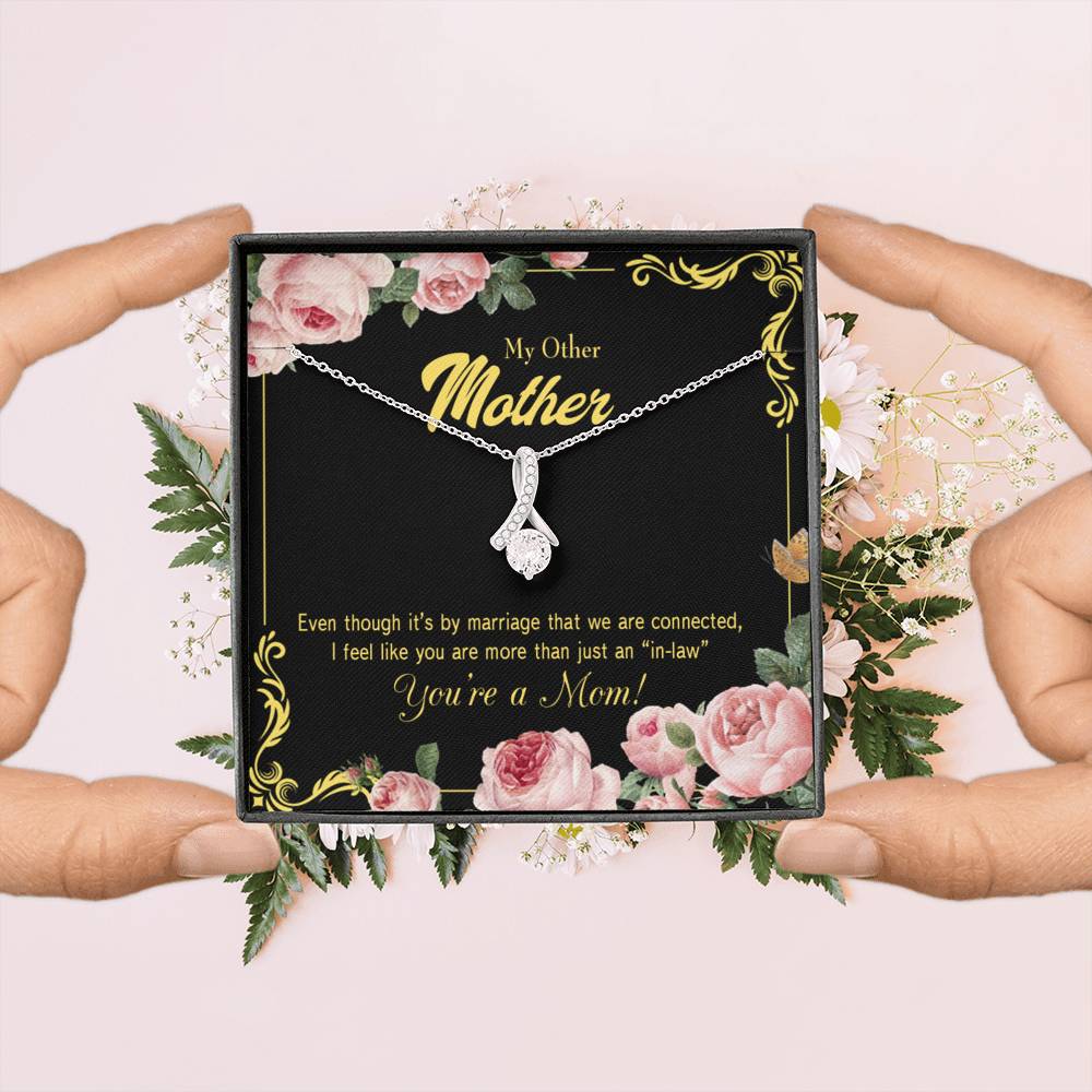 Mother-In-Law Necklace Connected Eternity Ribbon Stone Pendant Keepsake Message Card-Express Your Love Gifts