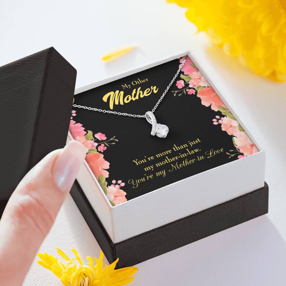 Mother-In-Law Necklace Not Just Mother-In-Law Eternity Ribbon Stone Pendant Keepsake Message Card-Express Your Love Gifts
