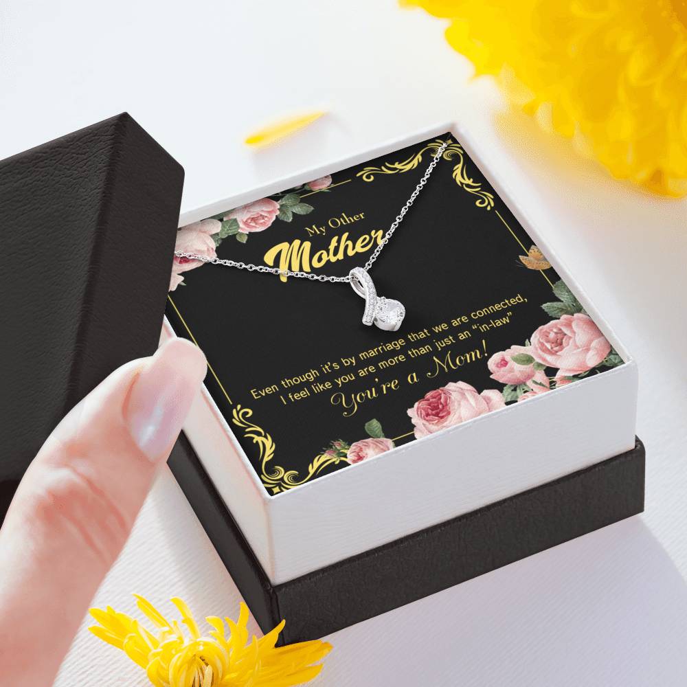 Mother-In-Law Necklace Connected Eternity Ribbon Stone Pendant Keepsake Message Card-Express Your Love Gifts