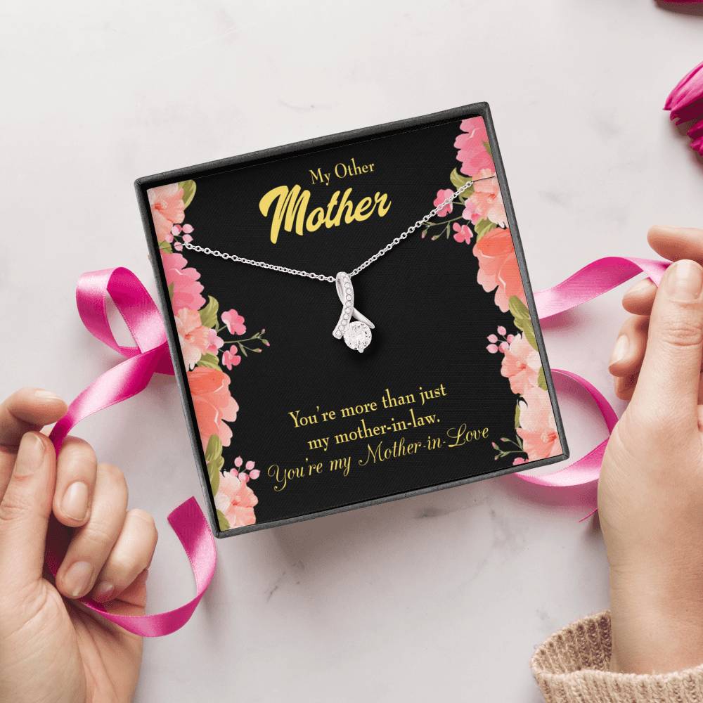 Mother-In-Law Necklace Not Just Mother-In-Law Eternity Ribbon Stone Pendant Keepsake Message Card-Express Your Love Gifts
