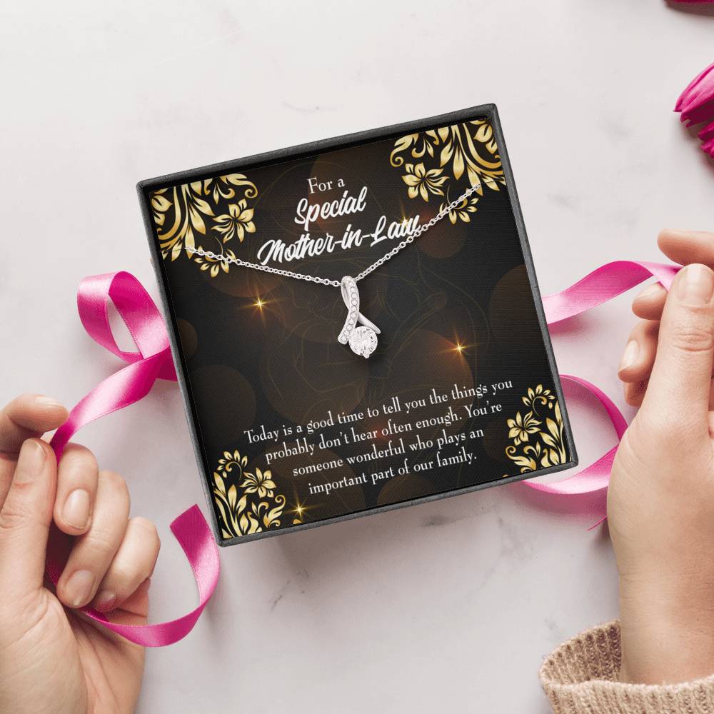 Mother-In-Law Necklace Someone Wonderful Eternity Ribbon Stone Pendant-Express Your Love Gifts