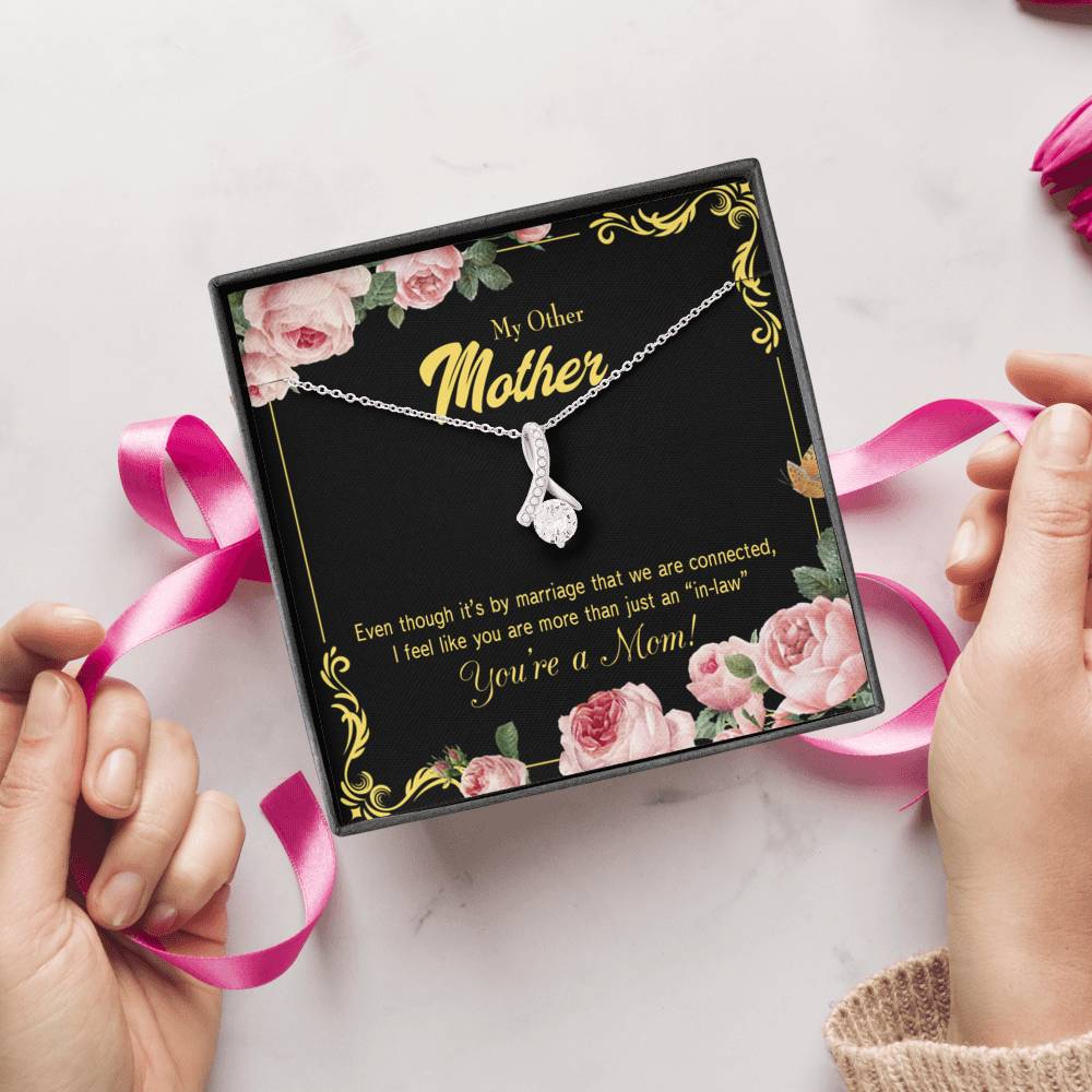 Mother-In-Law Necklace Connected Eternity Ribbon Stone Pendant Keepsake Message Card-Express Your Love Gifts