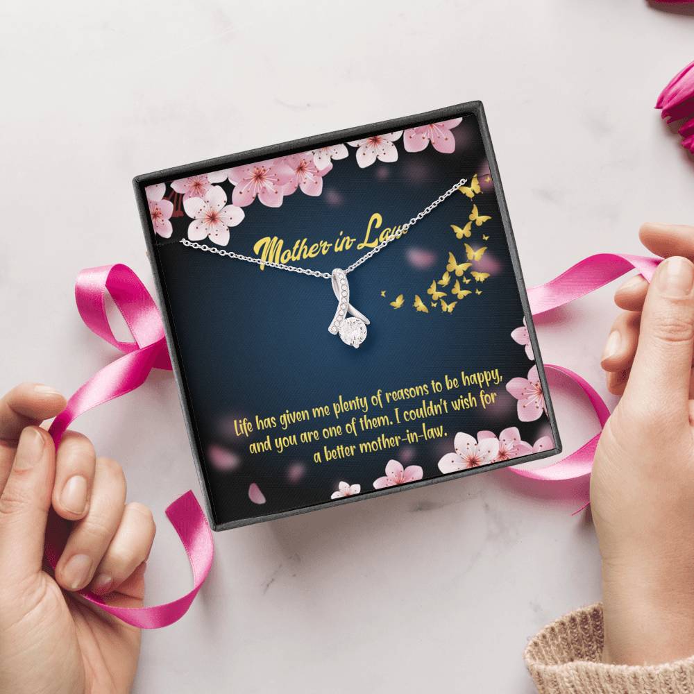 Mother-In-Law Necklace Plenty Of Reasons Eternity Ribbon Stone Pendant Keepsake Message Card-Express Your Love Gifts