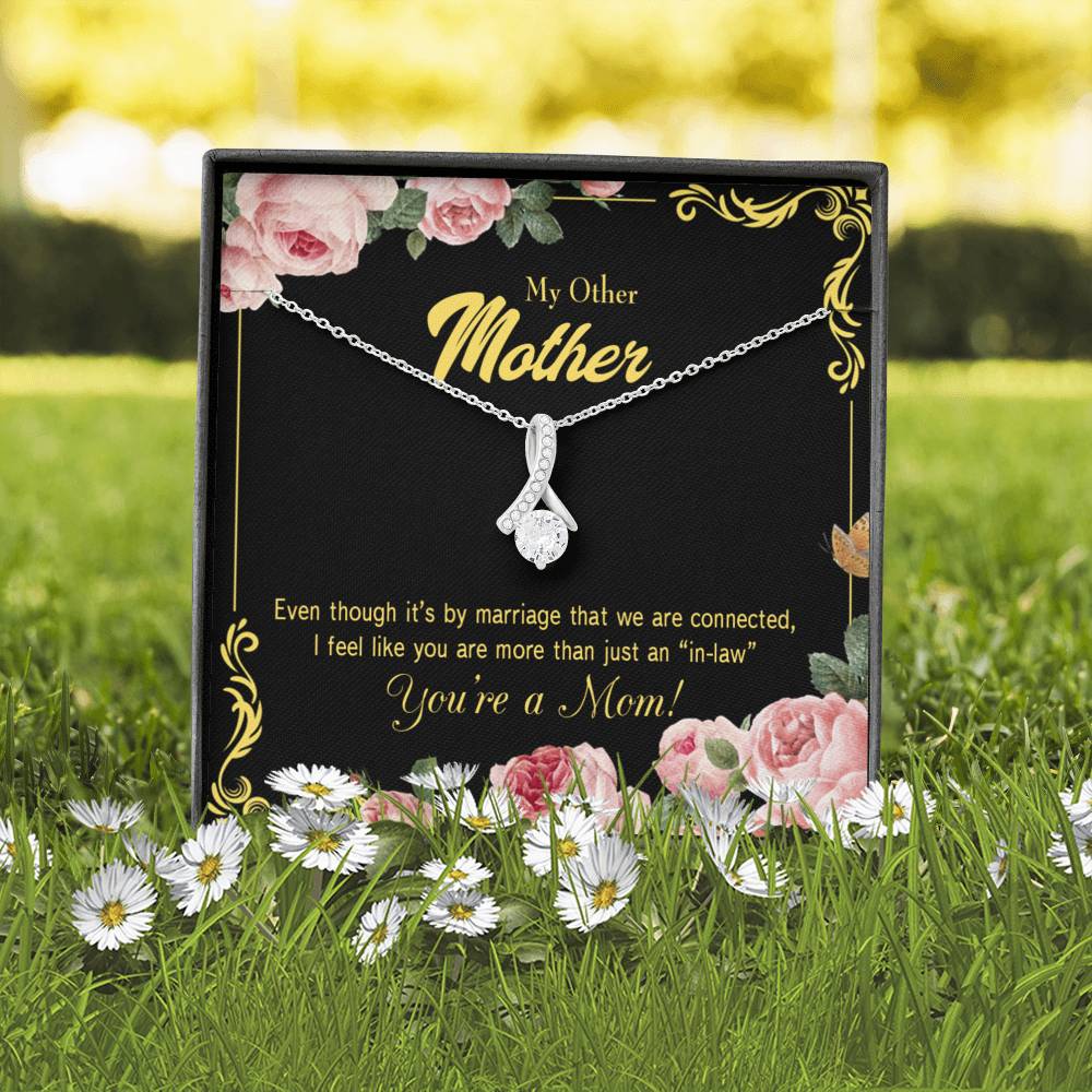 Mother-In-Law Necklace Connected Eternity Ribbon Stone Pendant Keepsake Message Card-Express Your Love Gifts