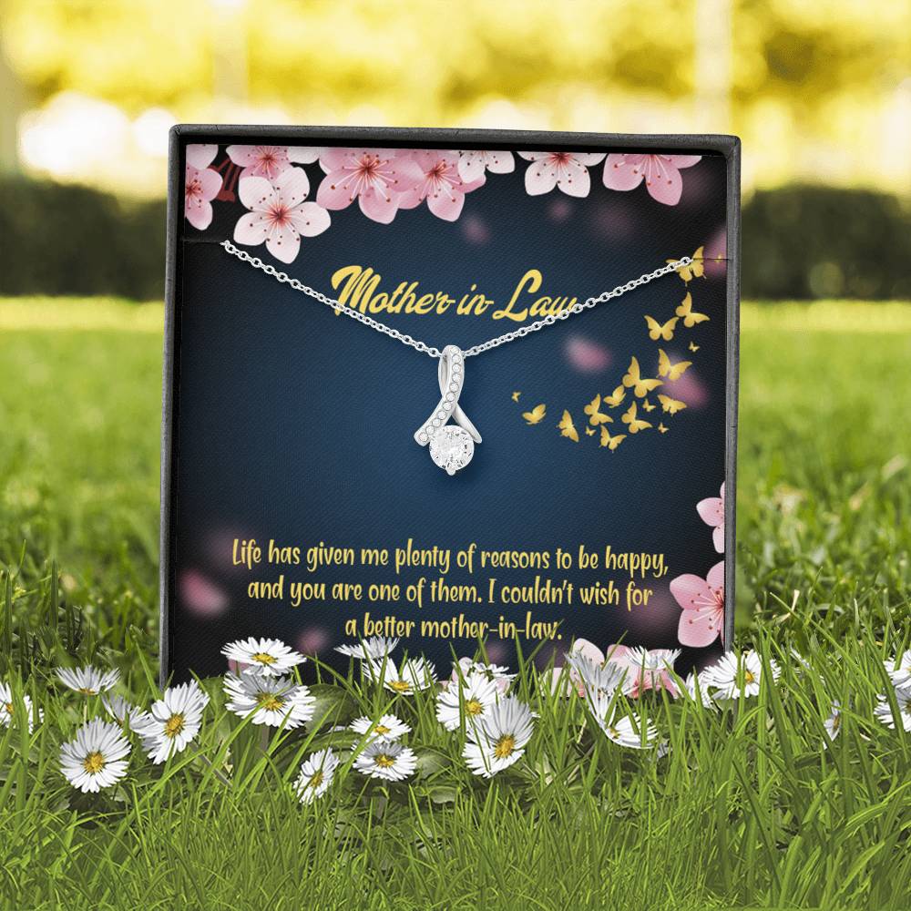 Mother-In-Law Necklace Plenty Of Reasons Eternity Ribbon Stone Pendant Keepsake Message Card-Express Your Love Gifts