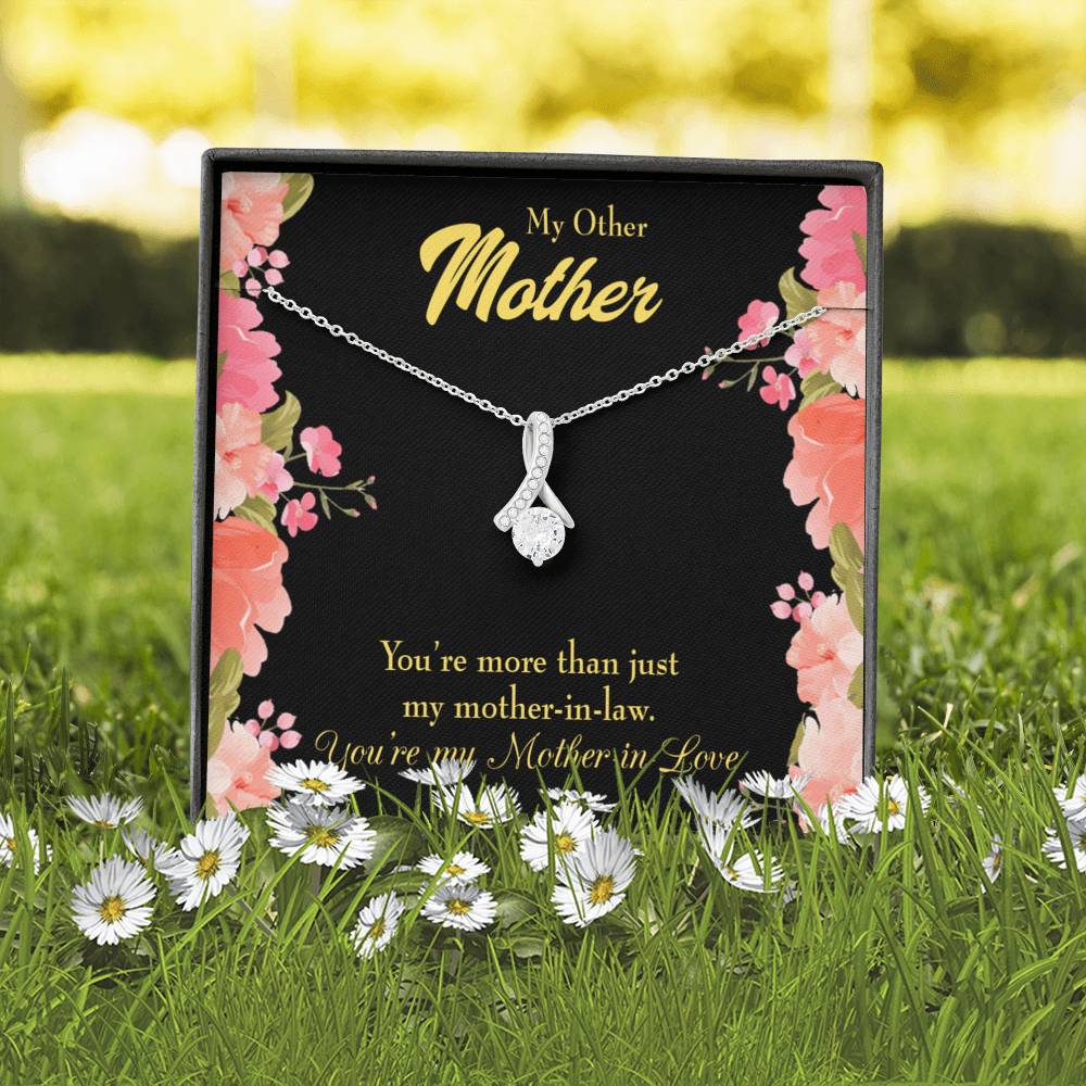 Mother-In-Law Necklace Not Just Mother-In-Law Eternity Ribbon Stone Pendant Keepsake Message Card-Express Your Love Gifts