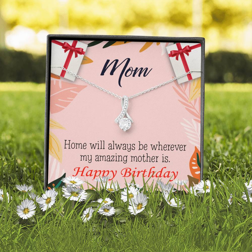 My Amazing Mom Eternity Ribbon Stone Necklace Message Birthday Card-Express Your Love Gifts