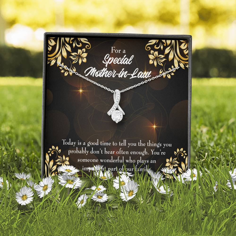 Mother-In-Law Necklace Someone Wonderful Eternity Ribbon Stone Pendant-Express Your Love Gifts