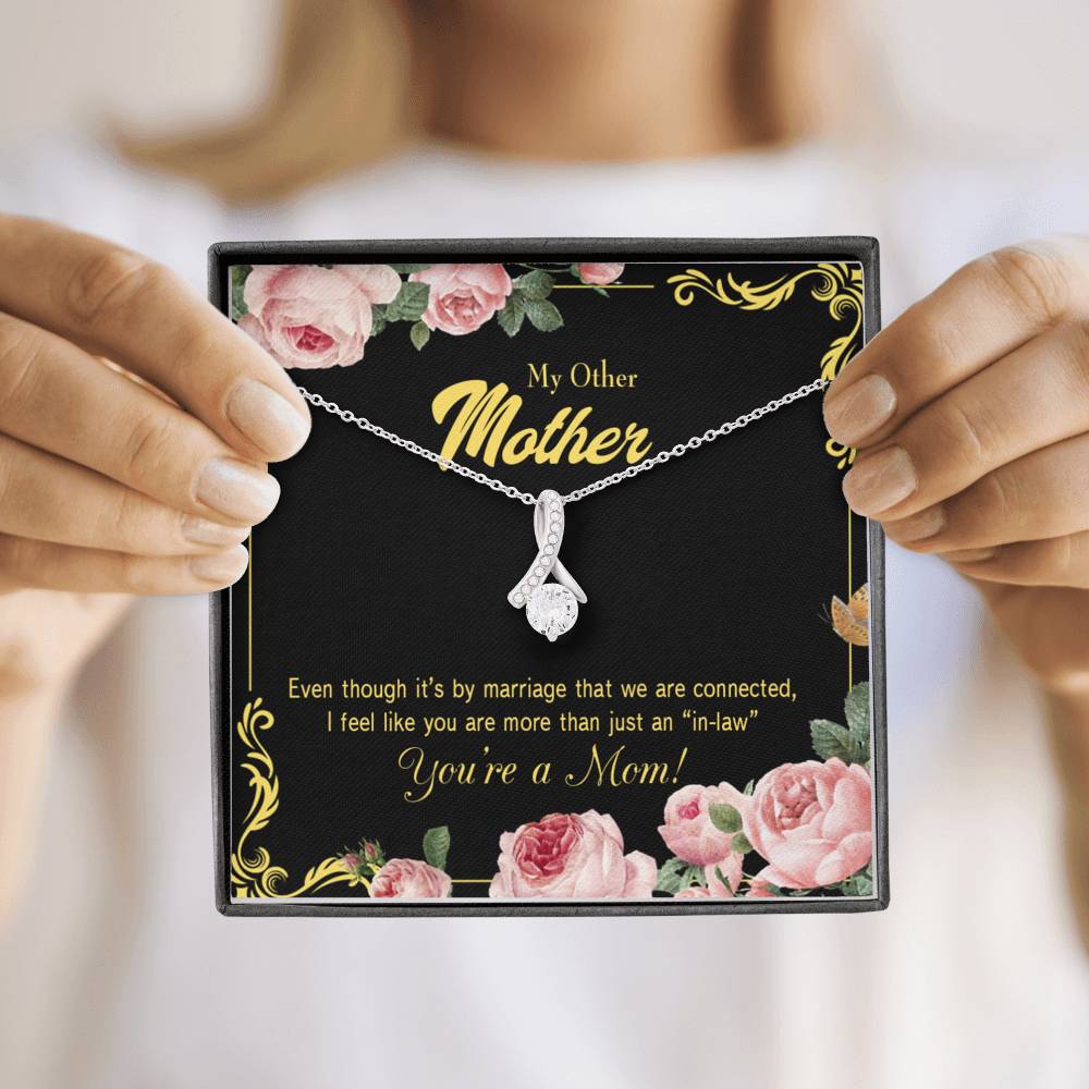 Mother-In-Law Necklace Connected Eternity Ribbon Stone Pendant Keepsake Message Card-Express Your Love Gifts