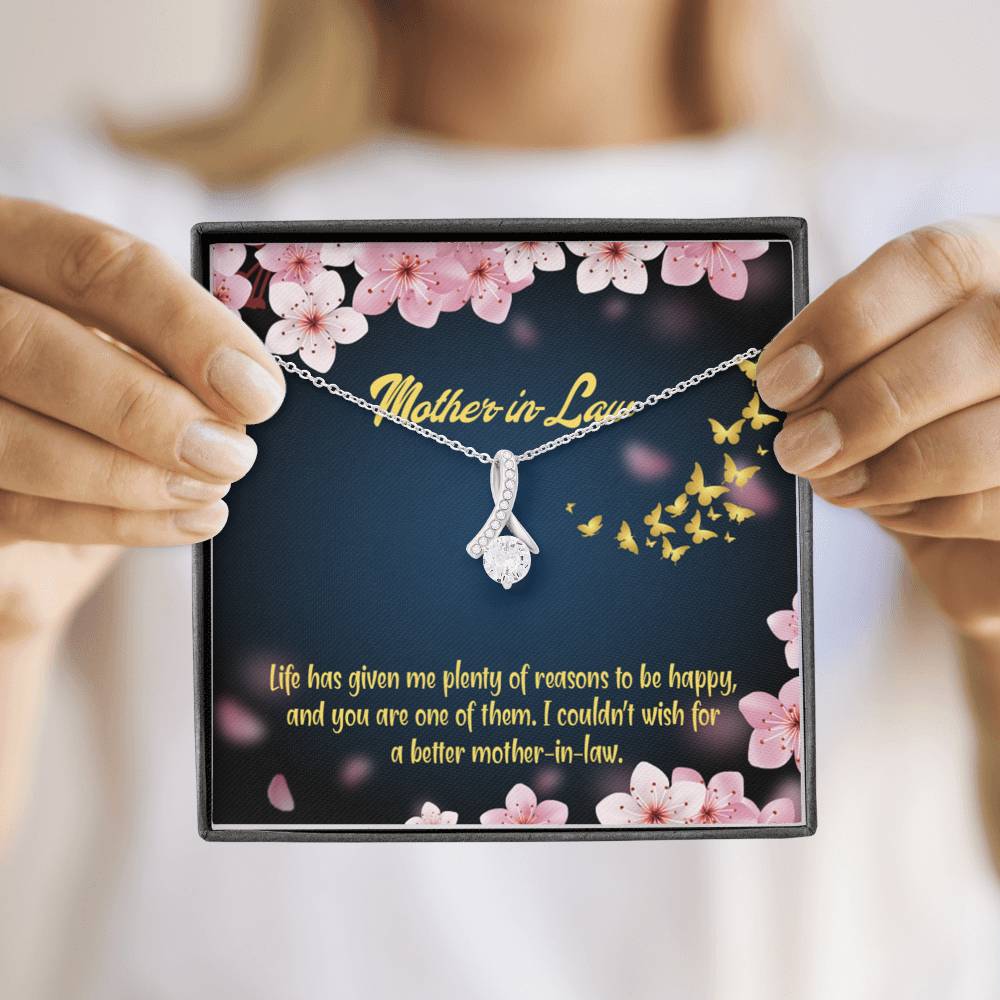 Mother-In-Law Necklace Plenty Of Reasons Eternity Ribbon Stone Pendant Keepsake Message Card-Express Your Love Gifts