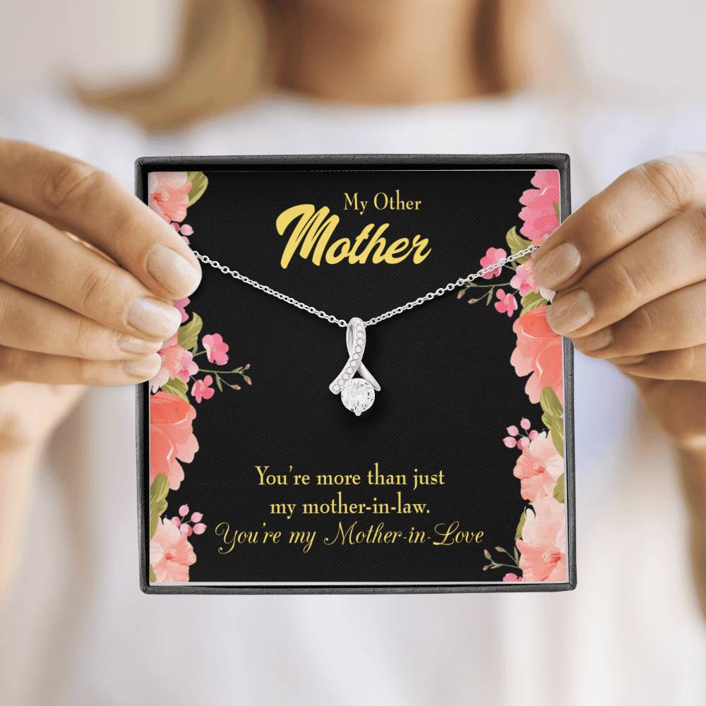 Mother-In-Law Necklace Not Just Mother-In-Law Eternity Ribbon Stone Pendant Keepsake Message Card-Express Your Love Gifts