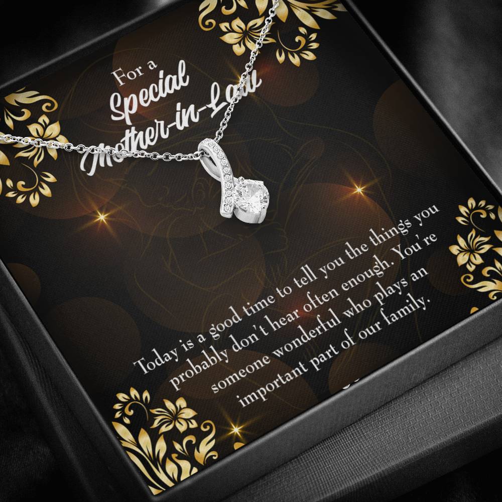 Mother-In-Law Necklace Someone Wonderful Eternity Ribbon Stone Pendant-Express Your Love Gifts