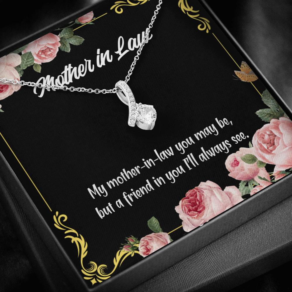 Mother-In-Law Necklace Mother-In-Law And Friend Eternity Ribbon Stone Pendant Keepsake Message Card-Express Your Love Gifts