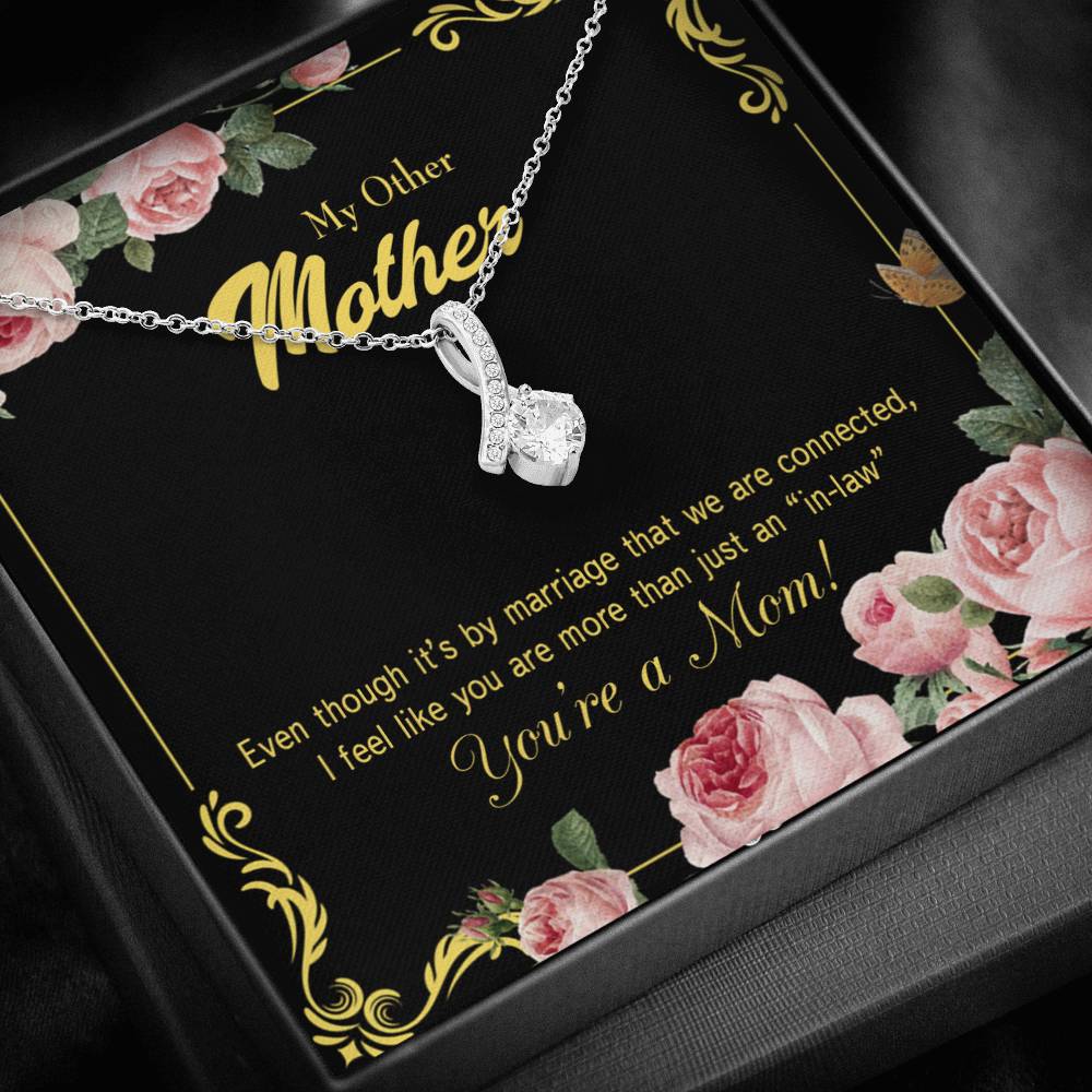 Mother-In-Law Necklace Connected Eternity Ribbon Stone Pendant Keepsake Message Card-Express Your Love Gifts