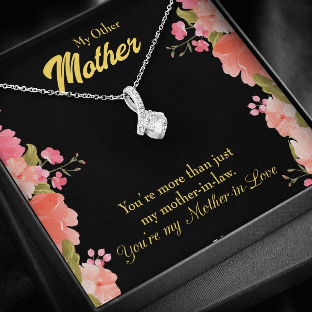 Mother-In-Law Necklace Not Just Mother-In-Law Eternity Ribbon Stone Pendant Keepsake Message Card-Express Your Love Gifts