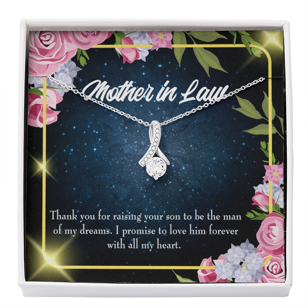 Mother-In-Law Necklace Mother In Love Eternity Ribbon Stone Pendant Keepsake Message Card-Express Your Love Gifts