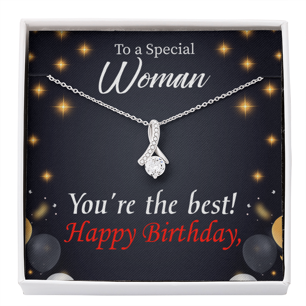 Happy Birthday Mom You'Re The Best Eternity Ribbon Stone Necklace Message Card-Express Your Love Gifts