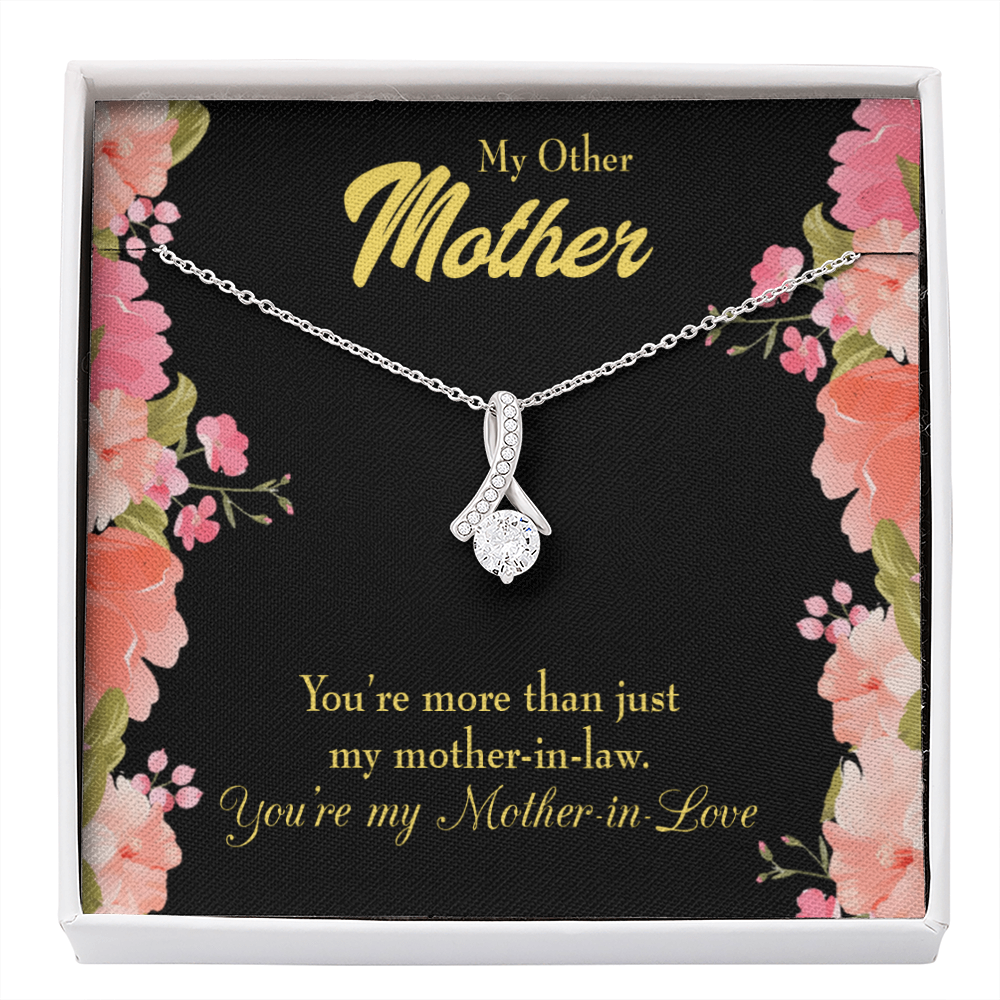 Mother-In-Law Necklace Not Just Mother-In-Law Eternity Ribbon Stone Pendant Keepsake Message Card-Express Your Love Gifts
