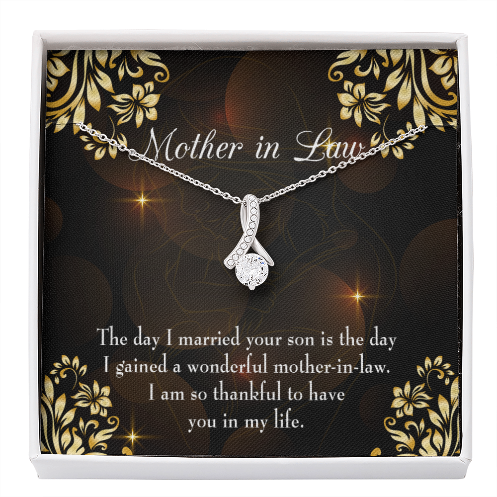 Mother-In-Law Necklace A Wonderful Mother-In-Law Eternity Ribbon Stone Pendant Keepsake Message Card-Express Your Love Gifts